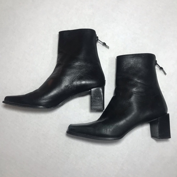 square toe black booties
